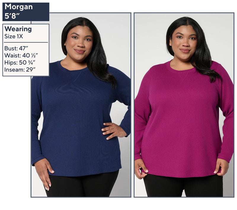Denim & Co. Essentials Waffle Knit 2-Pack Crew Neck Tops — View 12
