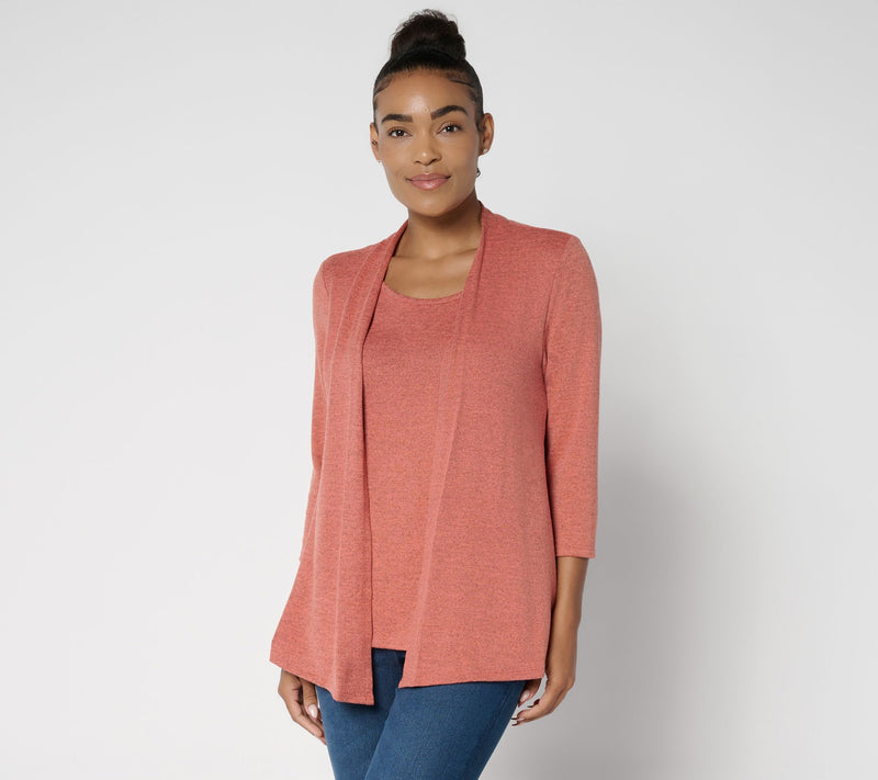 Denim & Co. Print or Solid Heavenly Jersey Cardigan/Tank 2fer — View 12