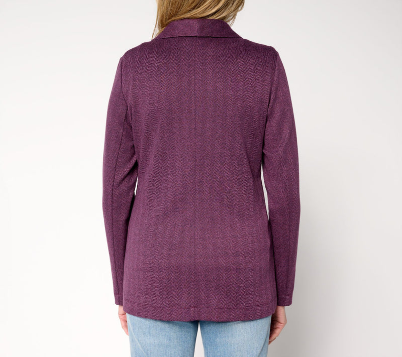 Denim & Co. Regular Knit Jacquard Blazer — View 4