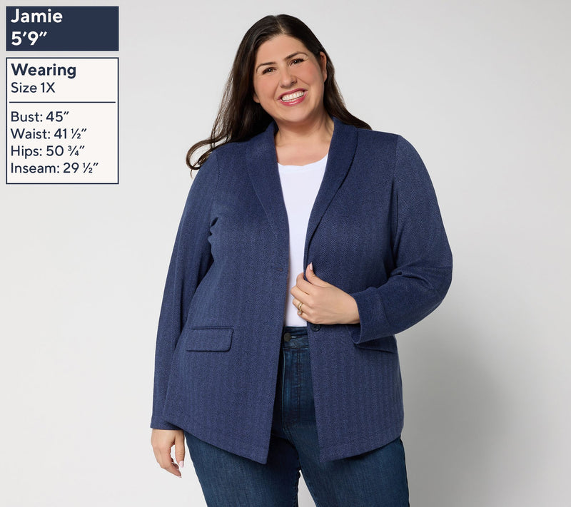 Denim & Co. Regular Knit Jacquard Blazer — View 2