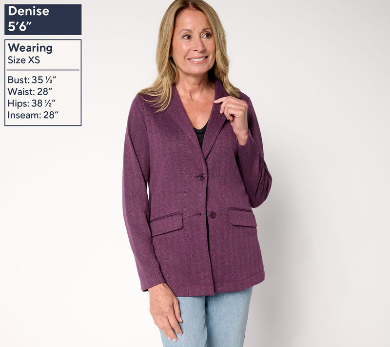 Denim & Co. Regular Knit Jacquard Blazer — View 3