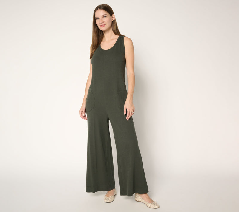 AnyBody Regular Washed Waffle Knit Sleeveless Jumpsuit — View 11