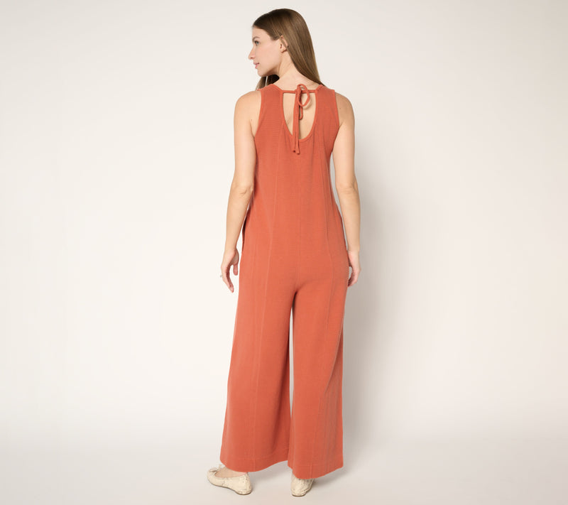 AnyBody Petite Washed Waffle Knit Sleeveless Jumpsuit — View 10