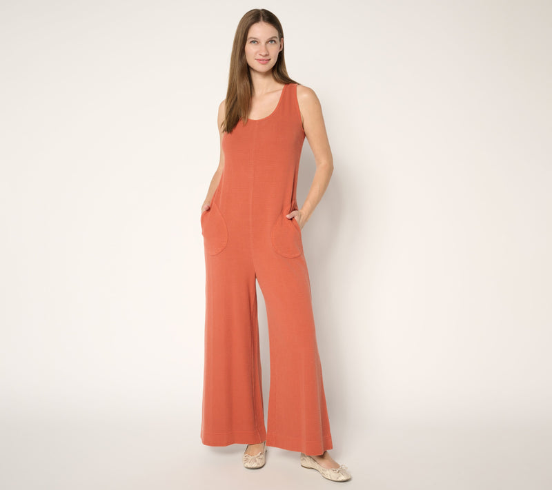 AnyBody Petite Washed Waffle Knit Sleeveless Jumpsuit — Main view