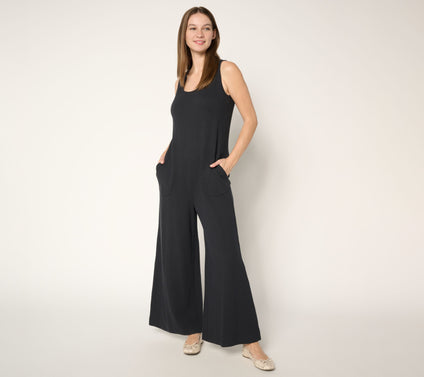 AnyBody Tall Washed Waffle Knit Sleeveless Jumpsuit