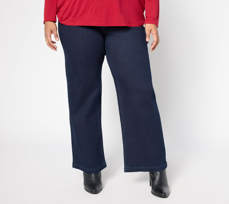 Susan Graver Regular Stretch Denim Wide Leg Pant - Indigo — View 6