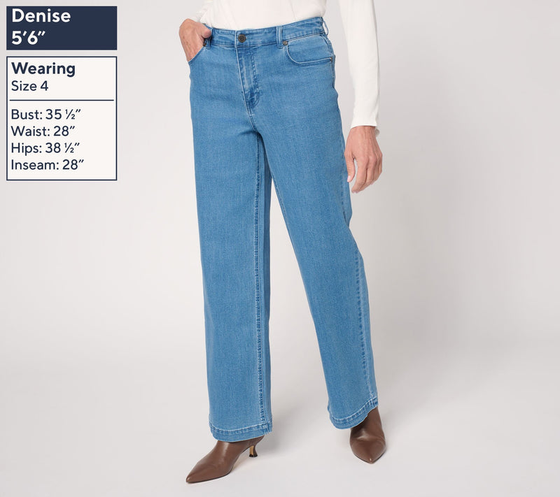 Susan Graver Regular Stretch Denim Wide Leg Pant - Indigo — View 7