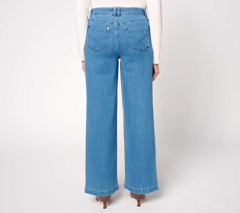 Susan Graver Regular Stretch Denim Wide Leg Pant - Indigo — View 8