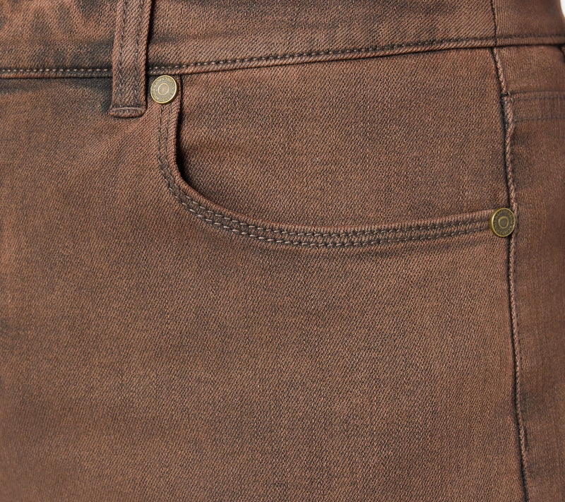 Susan Graver Regular Stretch Denim Wide Leg Pant - Black/Brown — View 10