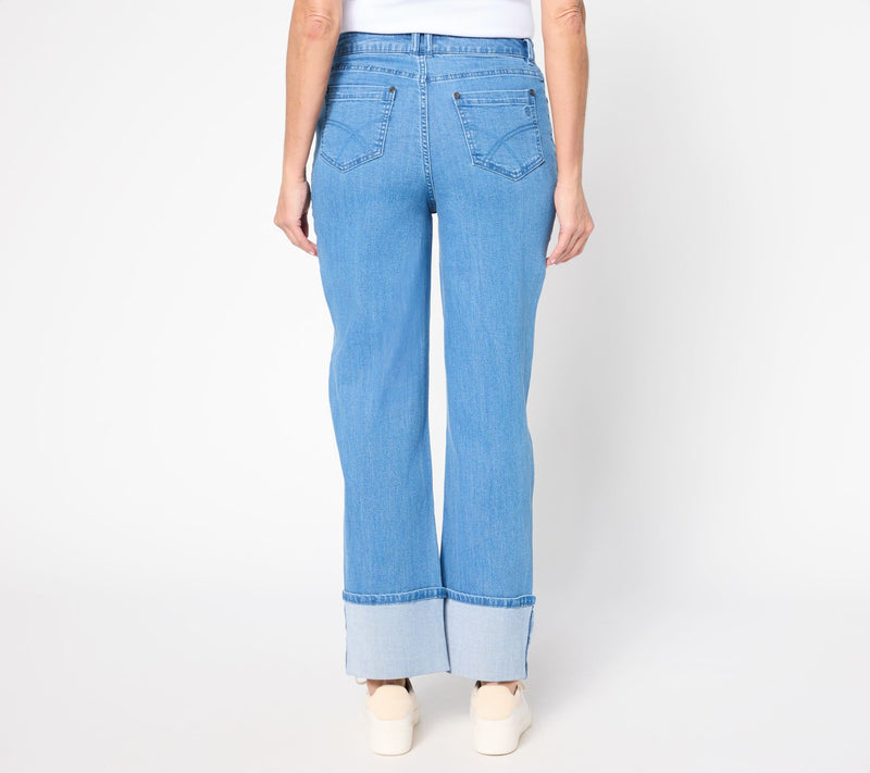 Susan Graver Regular Stretch Denim Cuffed Jean - Indigo — View 8
