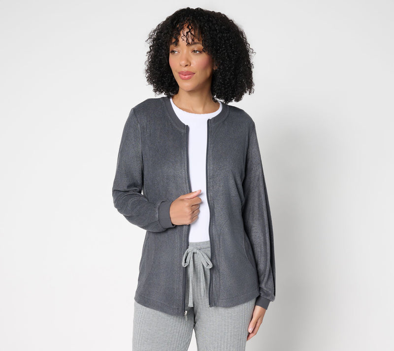 Modern Soul x Anybody Comfort Soul Knit Fleece Zip-Up with Pockets — View 12
