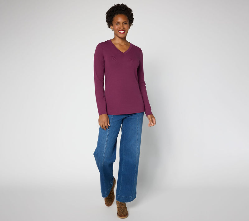 Belle by Kim Gravel TripleLuxe Long Sleeve V-Neck Top — View 5