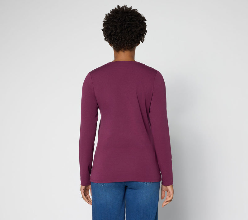 Belle by Kim Gravel TripleLuxe Long Sleeve V-Neck Top — View 4