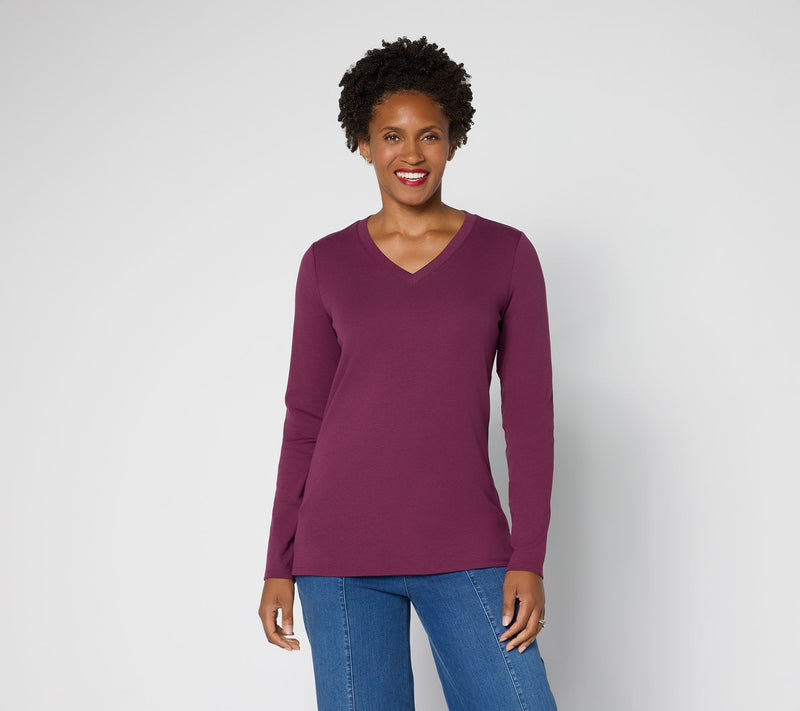 Belle by Kim Gravel TripleLuxe Long Sleeve V-Neck Top — View 19