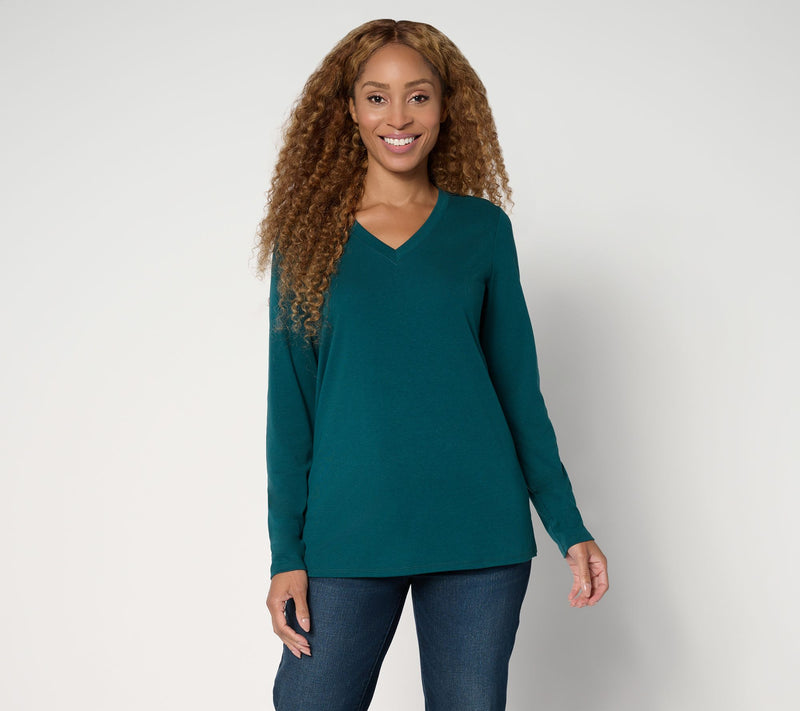 Belle by Kim Gravel TripleLuxe Long Sleeve V-Neck Top — View 23