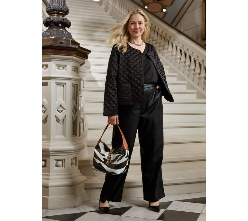 by Stacy London Snap Front Quilted Satin Jacket — View 6