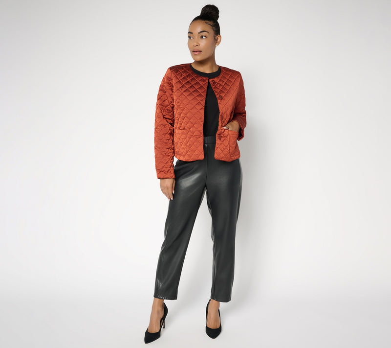 by Stacy London Snap Front Quilted Satin Jacket — View 4