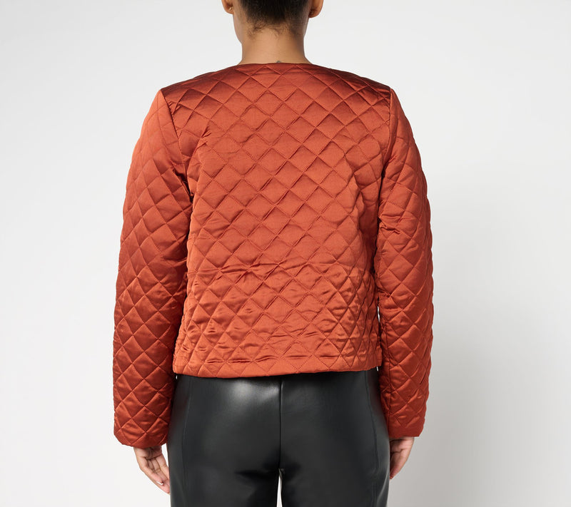 by Stacy London Snap Front Quilted Satin Jacket — View 3