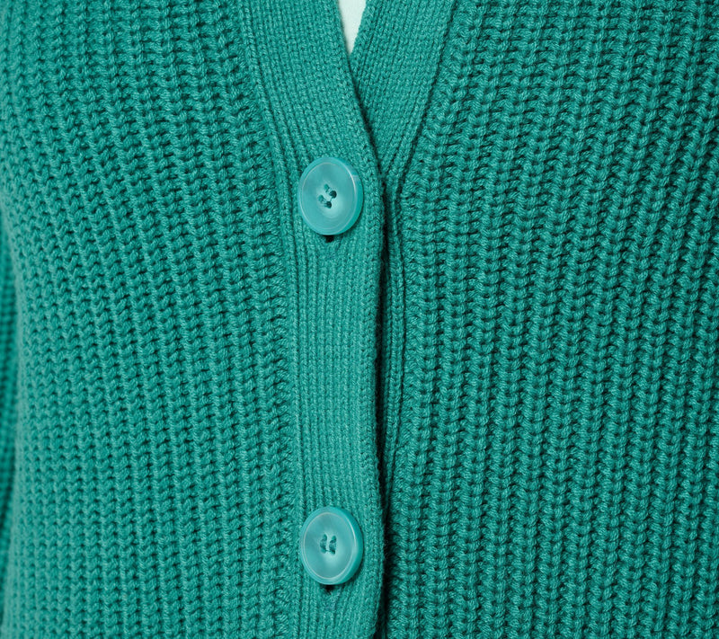 Belle by Kim Gravel Chunky Shaker Knit Bishop Sleeve Cardigan — View 6