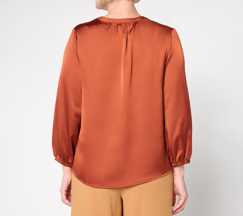 by Stacy London Satin Draped Front Blouse — View 11