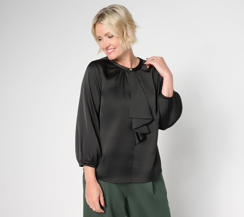 by Stacy London Satin Draped Front Blouse — Main view