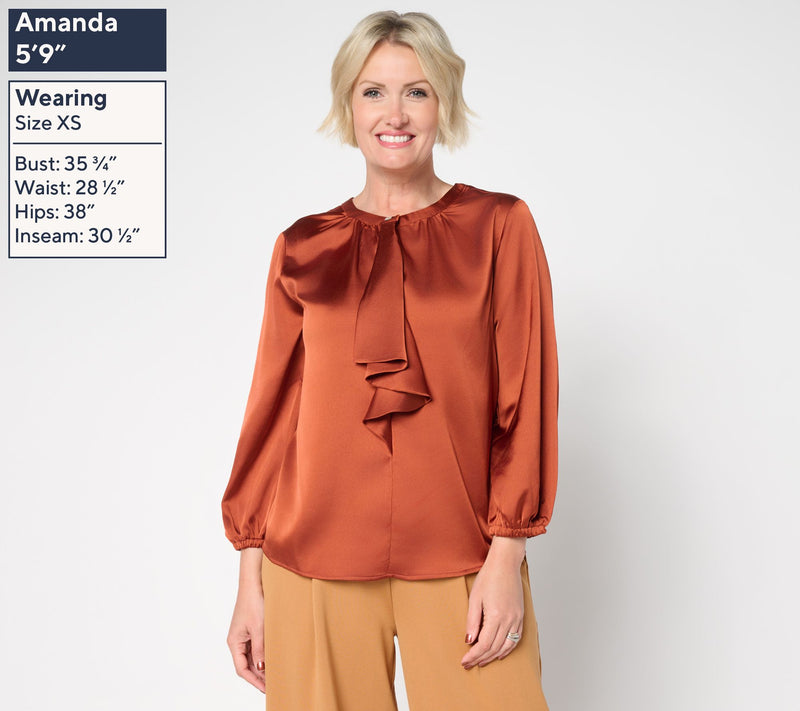 by Stacy London Satin Draped Front Blouse — View 10
