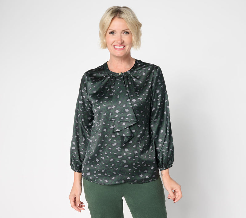 by Stacy London Satin Draped Front Blouse — View 5