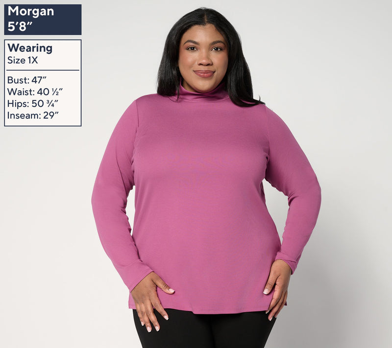 Belle by Kim Gravel TripleLuxe Micro Rib Mock Neck Top — View 2