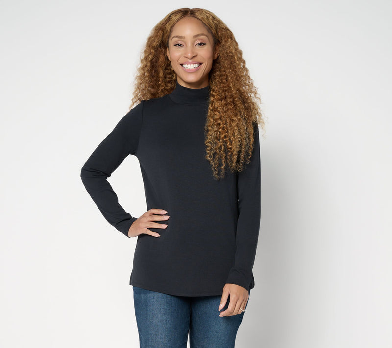 Belle by Kim Gravel TripleLuxe Micro Rib Mock Neck Top — View 12