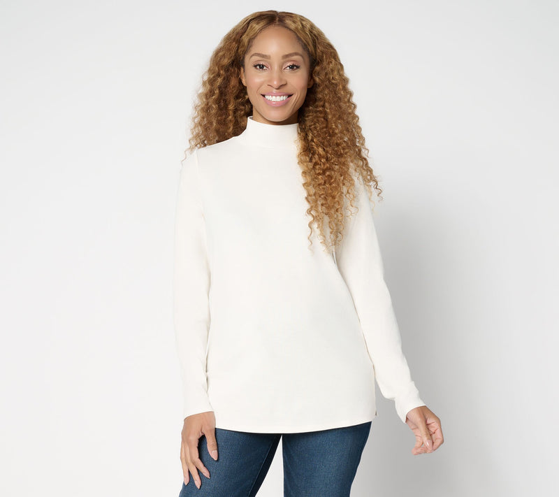 Belle by Kim Gravel TripleLuxe Micro Rib Mock Neck Top — View 13