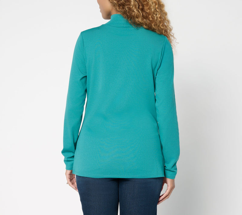 Belle by Kim Gravel TripleLuxe Micro Rib Mock Neck Top — View 4