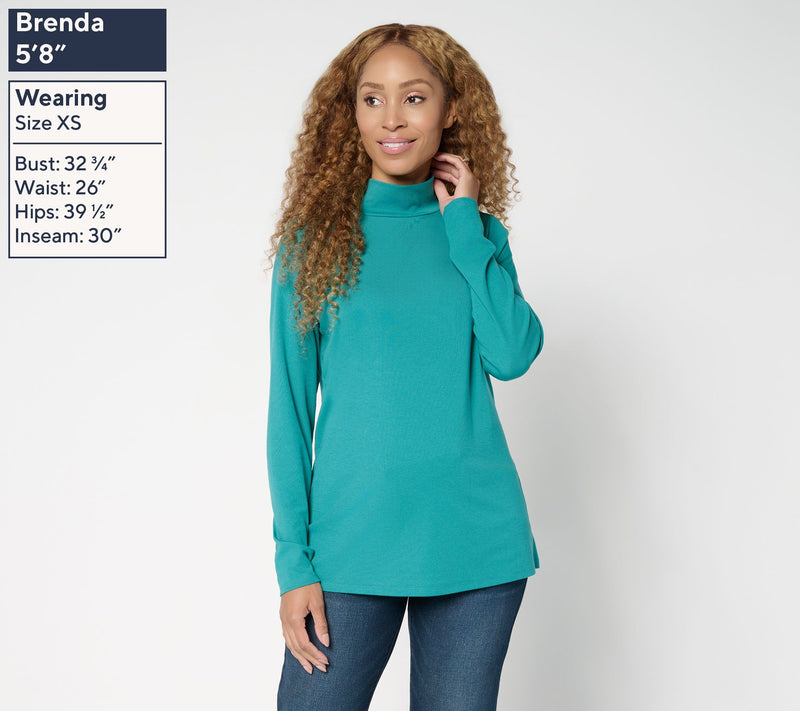 Belle by Kim Gravel TripleLuxe Micro Rib Mock Neck Top — View 3