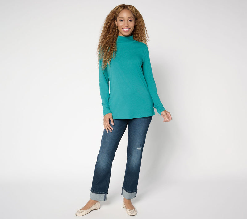 Belle by Kim Gravel TripleLuxe Micro Rib Mock Neck Top — View 5