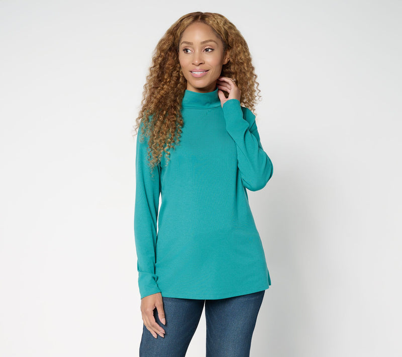 Belle by Kim Gravel TripleLuxe Micro Rib Mock Neck Top — View 16