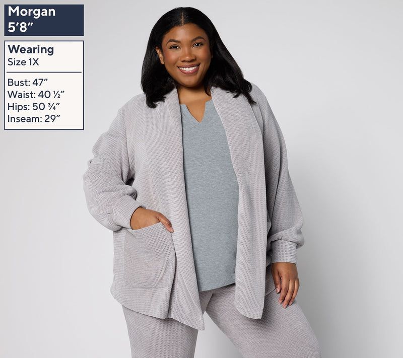 Modern Soul x Anybody Chenille Waffle Knit Open Front Cardigan — View 2