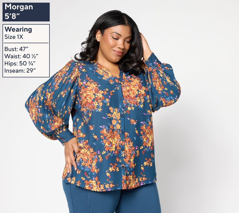 Belle by Kim Gravel Autumn Sunset Accordion Sleeve Blouse — View 2