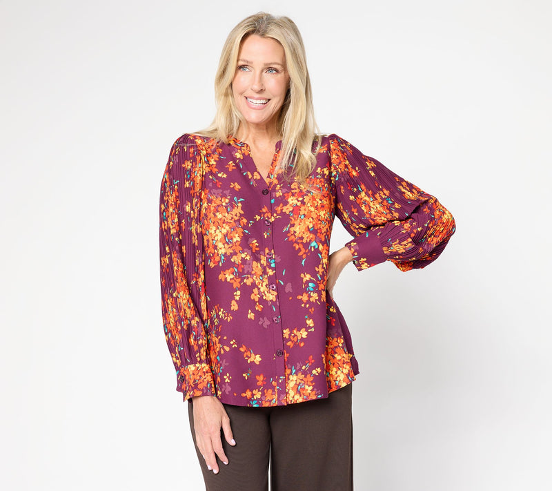 Belle by Kim Gravel Autumn Sunset Accordion Sleeve Blouse — Main view