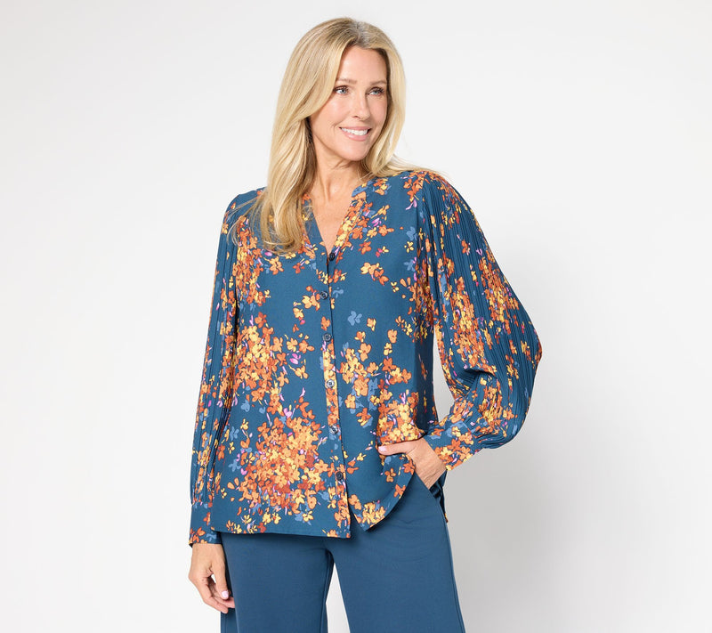 Belle by Kim Gravel Autumn Sunset Accordion Sleeve Blouse — View 11
