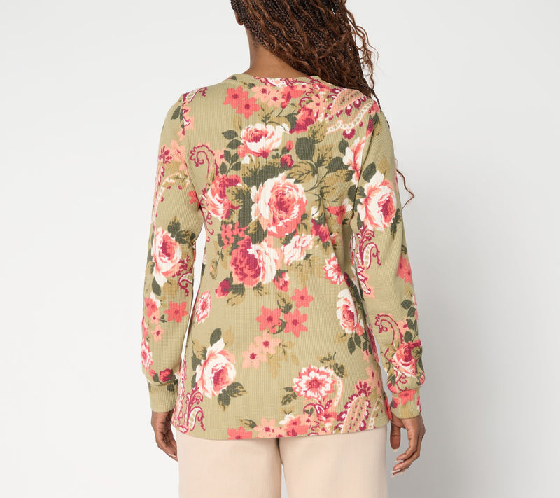 Belle Boho by Kim Gravel Micro Waffle Ranch Floral Print Top — View 4