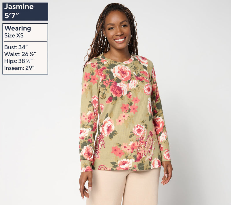 Belle Boho by Kim Gravel Micro Waffle Ranch Floral Print Top — View 3