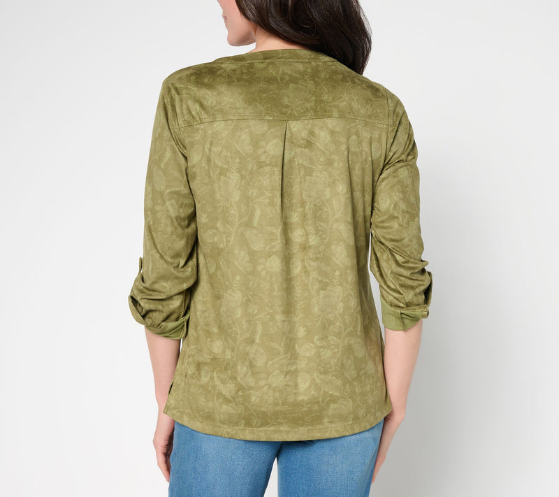 Belle Boho by Kim Gravel Persuede Me Snappy Shadow Henley Top — View 6