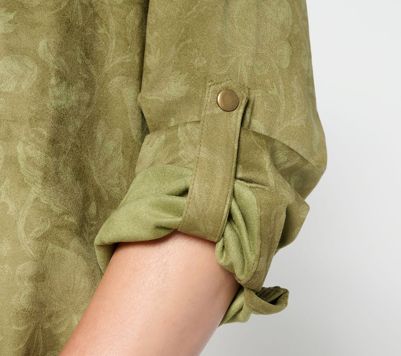 Belle Boho by Kim Gravel Persuede Me Snappy Shadow Henley Top — View 8