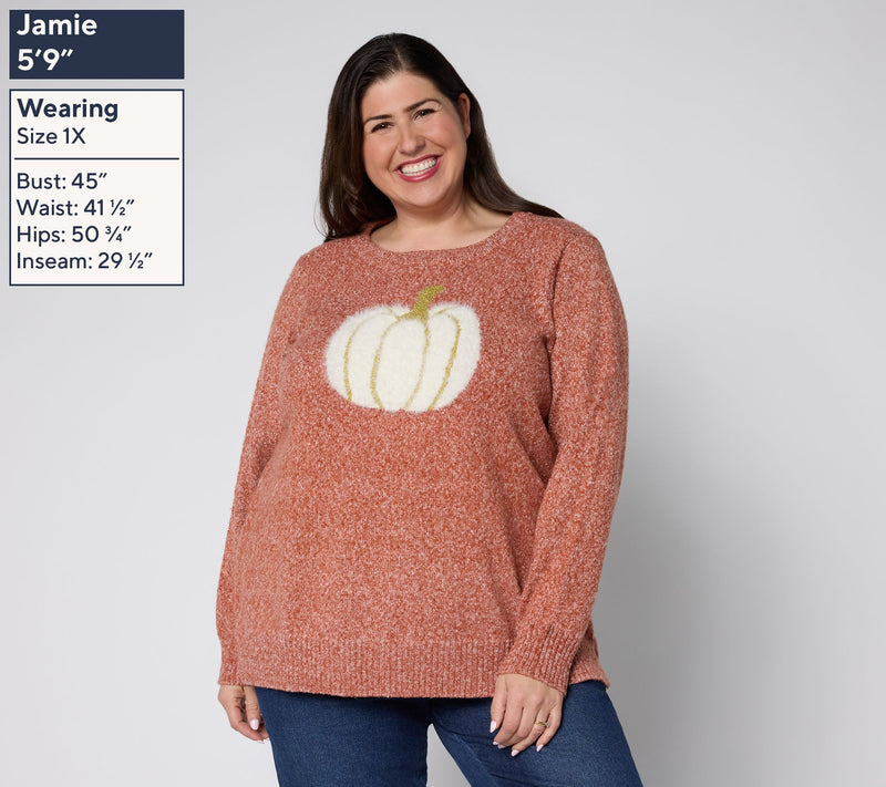 Belle by Kim Gravel Let's Get Cozy Gourdeous Glam Pumpkin Sweater — View 2