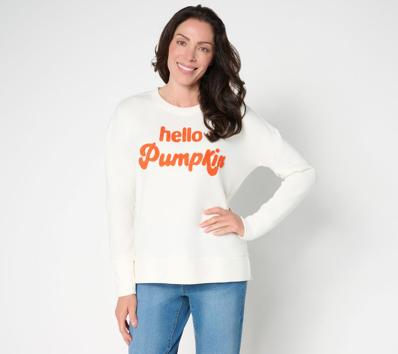 Belle by Kim Gravel Sponge Fleece Hello Pumpkin Sweatshirt — View 10