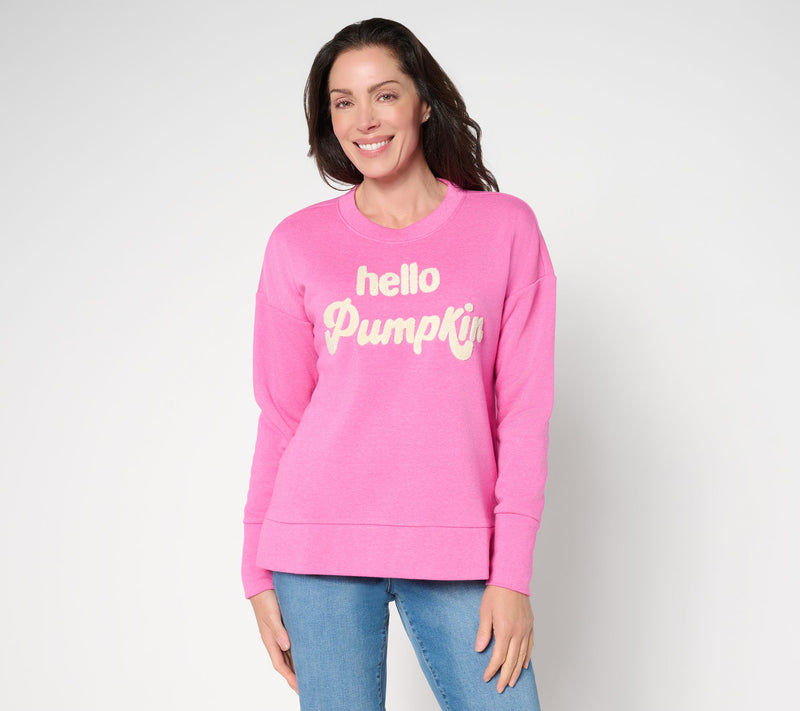 Belle by Kim Gravel Sponge Fleece Hello Pumpkin Sweatshirt — View 12