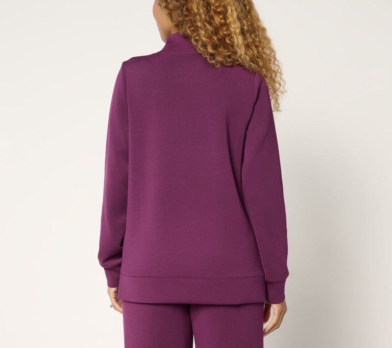 Belle by Kim Gravel ScubaLuxe Le Chic Stripe Half Zip Top — View 4