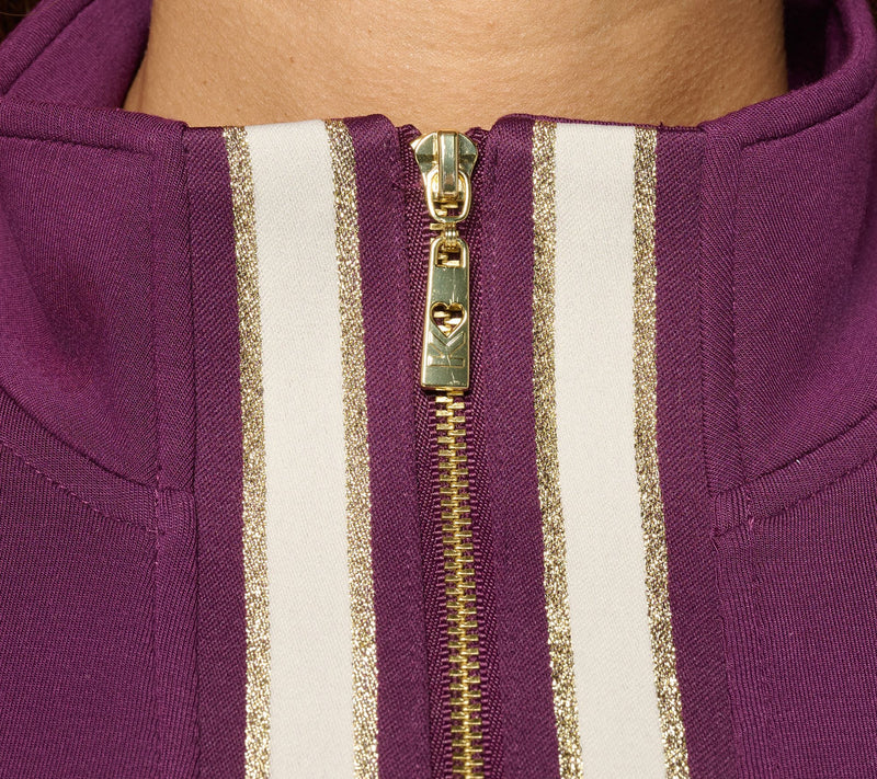Belle by Kim Gravel ScubaLuxe Le Chic Stripe Half Zip Top — View 6