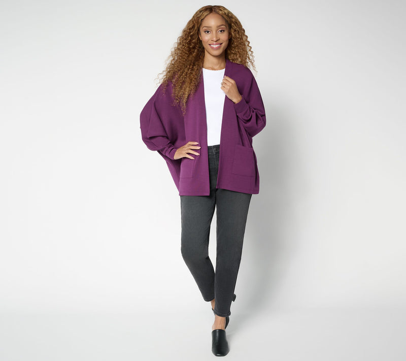 Belle by Kim Gravel ScubaLuxe Le Chic Bat Wing Cardi — View 5