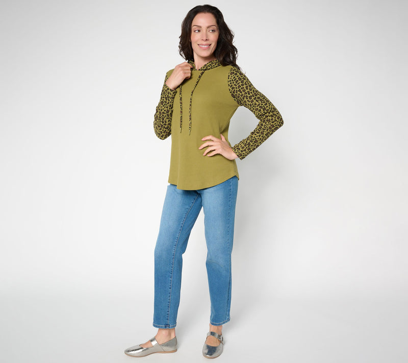 Belle by Kim Gravel Baby Waffle Leopard Sleeve Hoodie — View 4