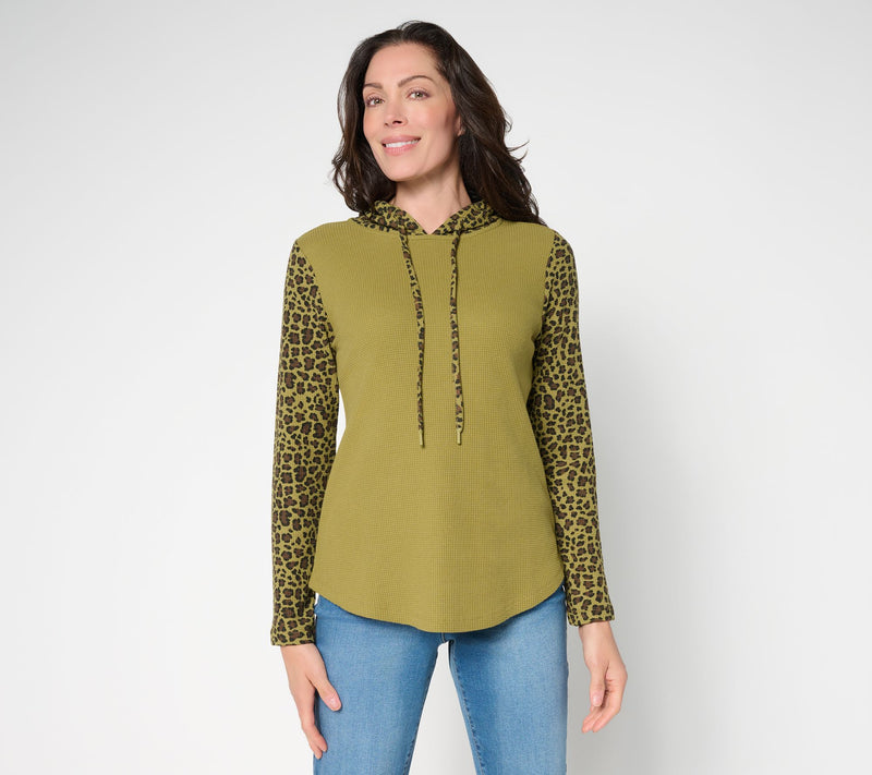 Belle by Kim Gravel Baby Waffle Leopard Sleeve Hoodie — Main view
